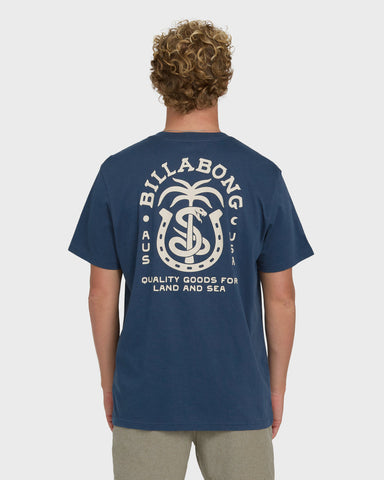 Billabong Forge Premium Short Sleeve Cotton T-Shirt - Dark Denim - 88 Gear