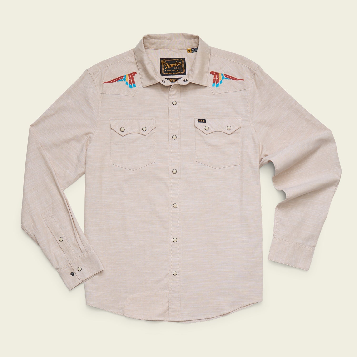 Howler Brothers Crosscut Deluxe Snapshirt - Parrot Patrol : Dune Chambray