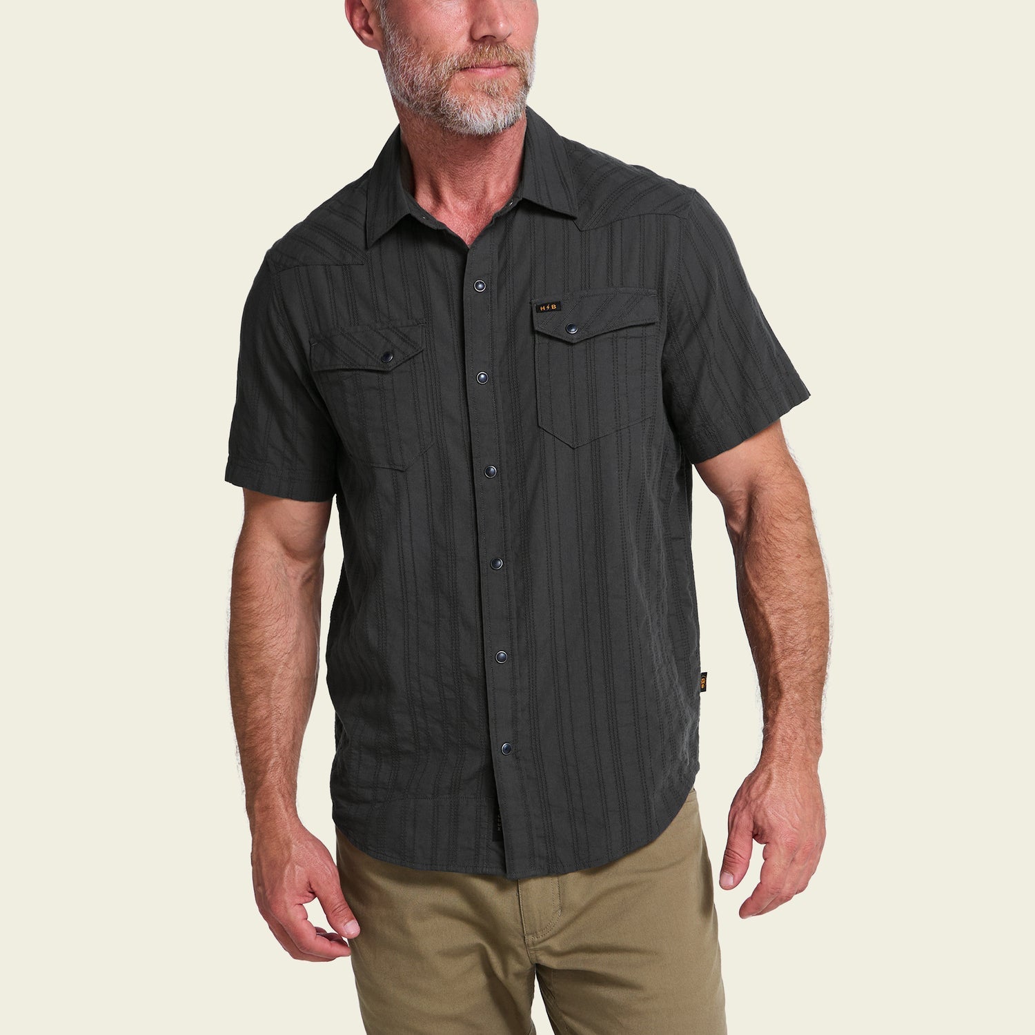 Howler Brothers H Bar B Snapshirt - Eyelet Stripe : Antique Black