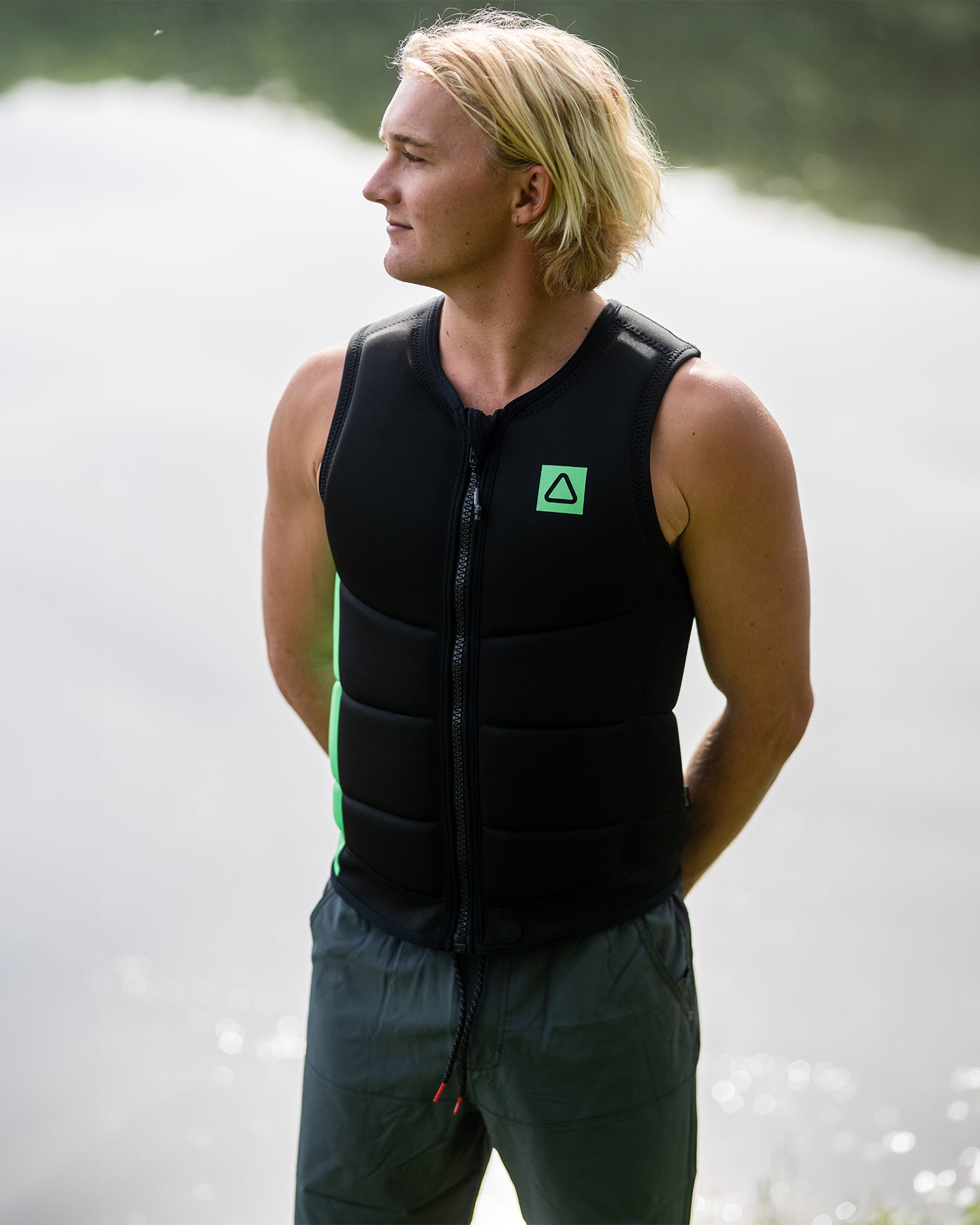 Follow Corp Mens Impact Vest - Black/Green - 88 Gear