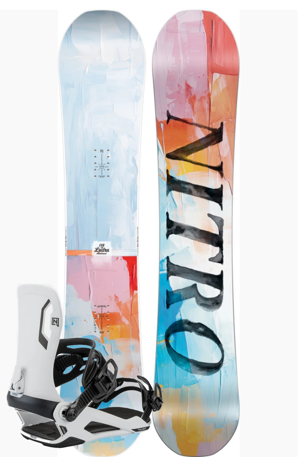 nitro lectra snowboard - womens 2022 BRUSH Lite Laminates add strength without extra weight Nitro Lectra Abstract Snowboard -