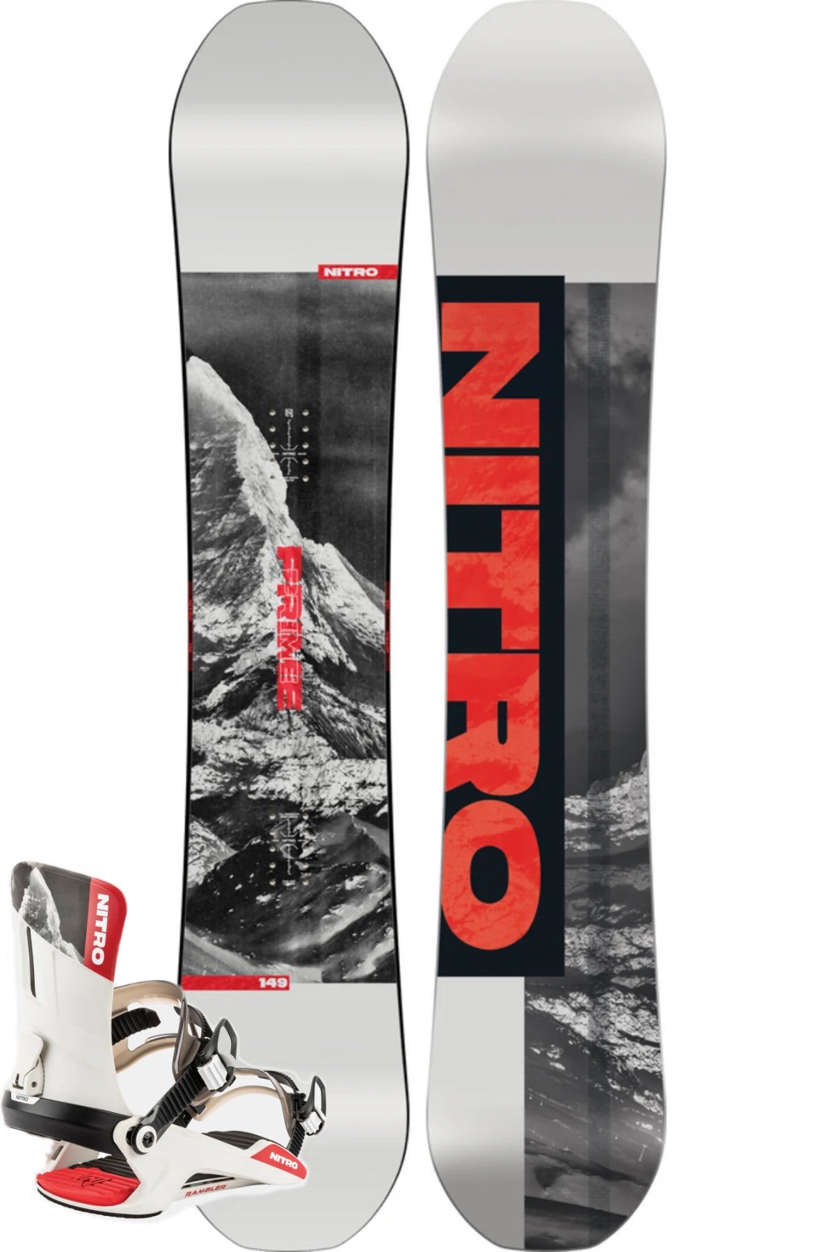 Nitro Prime Raw Snowboard & Rambler Binding Package 2026 - 88 Gear