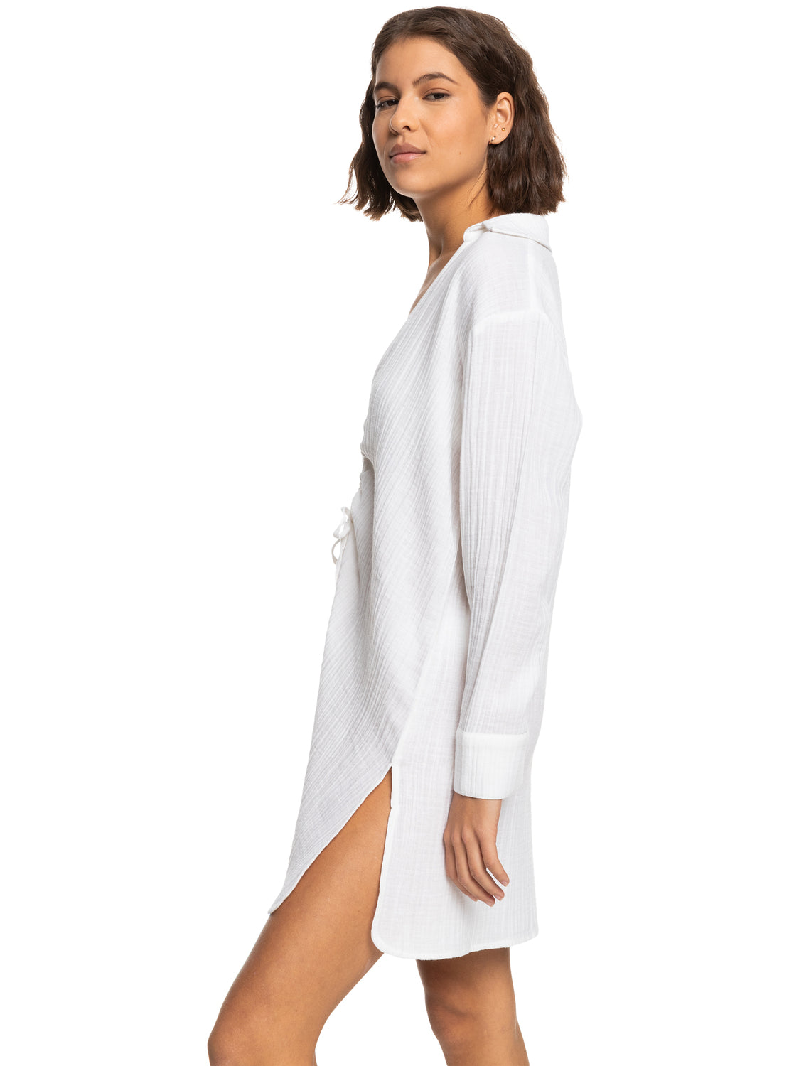 roxy shirt dress Running Seasons - Long Sleeve Shirt Dress for Women - Women's White Long Sleeve Shirt Dress