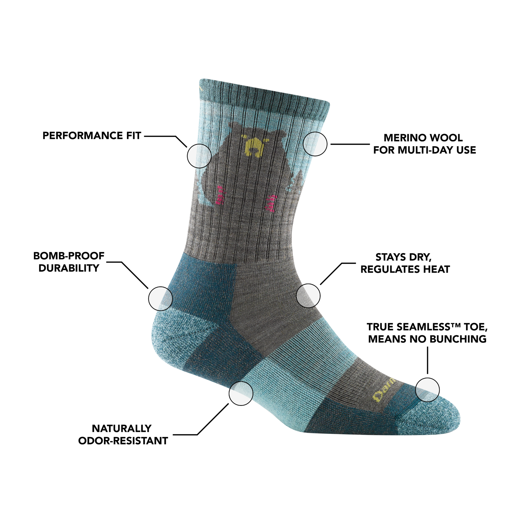 Darn Tough Women's Bear Town Micro Crew Socks - 88 Gear