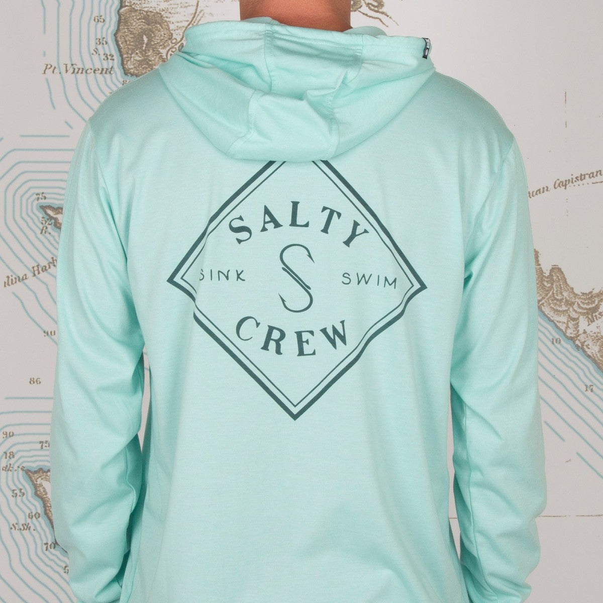 Salty Crew Tippet Sea Foam Pocket Hood Tech Tee