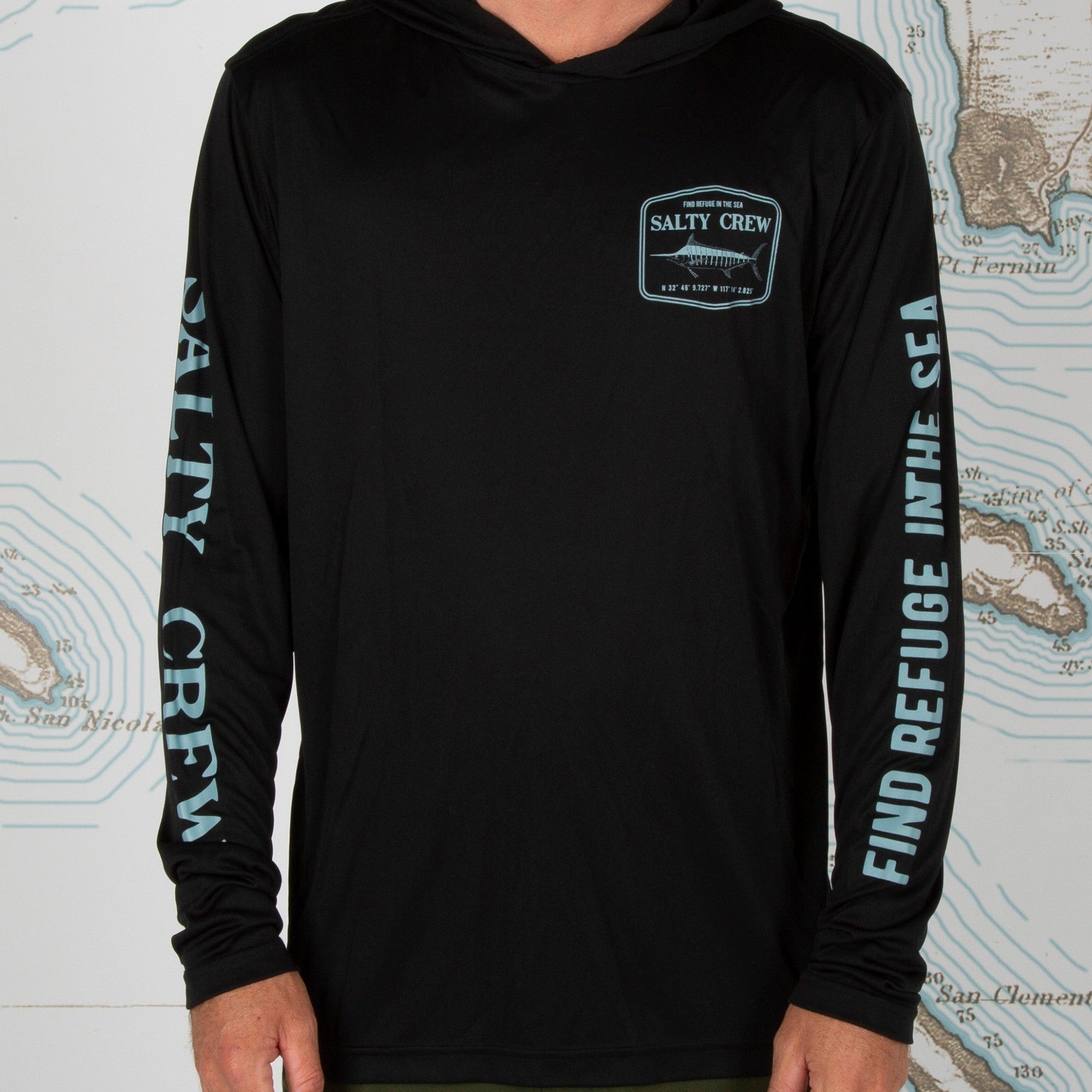 Salty Crew Stealth Black Hood Sunshirt