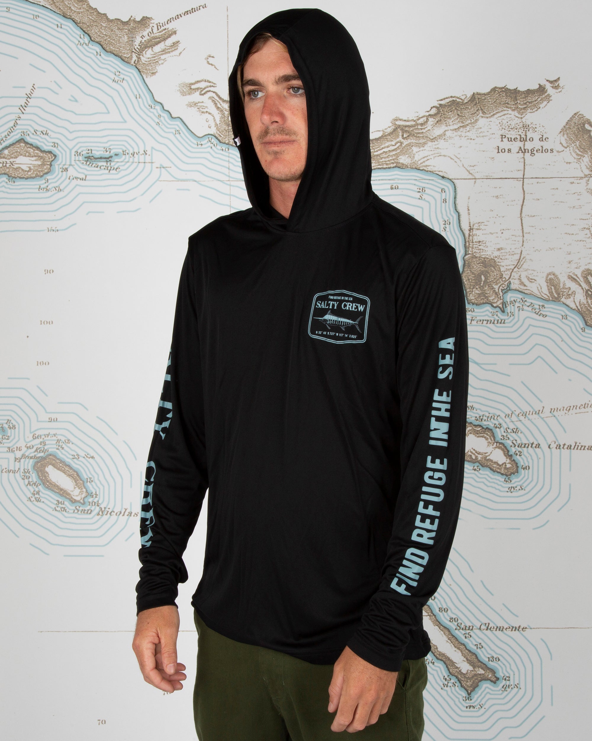 Salty Crew Stealth Black Hood Sunshirt