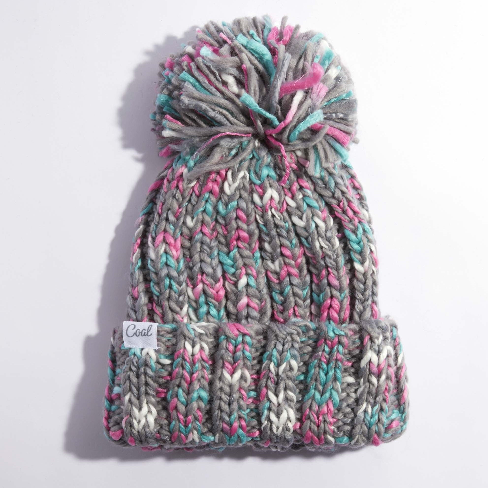 Colorful Coal Chunky Knit Pom-Pom Beanie COAL THE OPAL 21 - Vertical Drop main image 2
