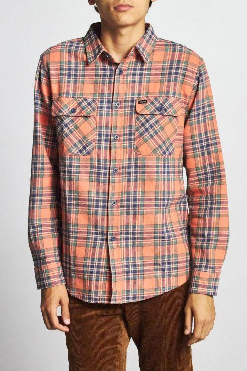 BRIXTON Heren Bowery L/S flanellen overhemd met knopen, Zwart/Houtskool, XXL BRIXTON Heren Bowery L/S flanellen overhemd met knopen, Zwart/Houtskool, XXL