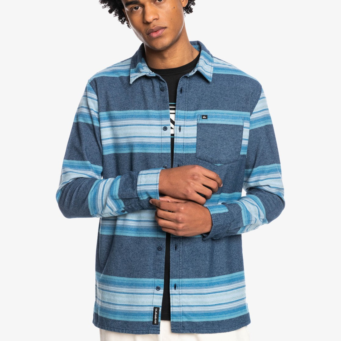 Quiksilver Lyne Long Sleeve Flannel Shirt BLUE Size M Quiksilver Lyne Long Sleeve Flannel Shirt BLUE Size M